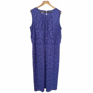 Dressbarn Purple Lace Midi Dress Sleeveless Lined Size 18 Women’s Party Spring